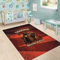 Taharqa Area Rug with Warrior Portrait, Lion of Kush Title and Bold Red Defender of Africa - Wonder Print Shop