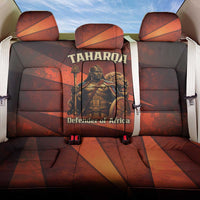 Taharqa Back Car Seat Cover with Warrior Portrait, Lion of Kush Title and Bold Red Defender of Africa - Wonder Print Shop