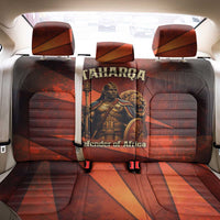 Taharqa Back Car Seat Cover with Warrior Portrait, Lion of Kush Title and Bold Red Defender of Africa - Wonder Print Shop