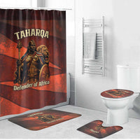 Taharqa Bathroom Set with Warrior Portrait, Lion of Kush Title and Bold Red Defender of Africa - Wonder Print Shop