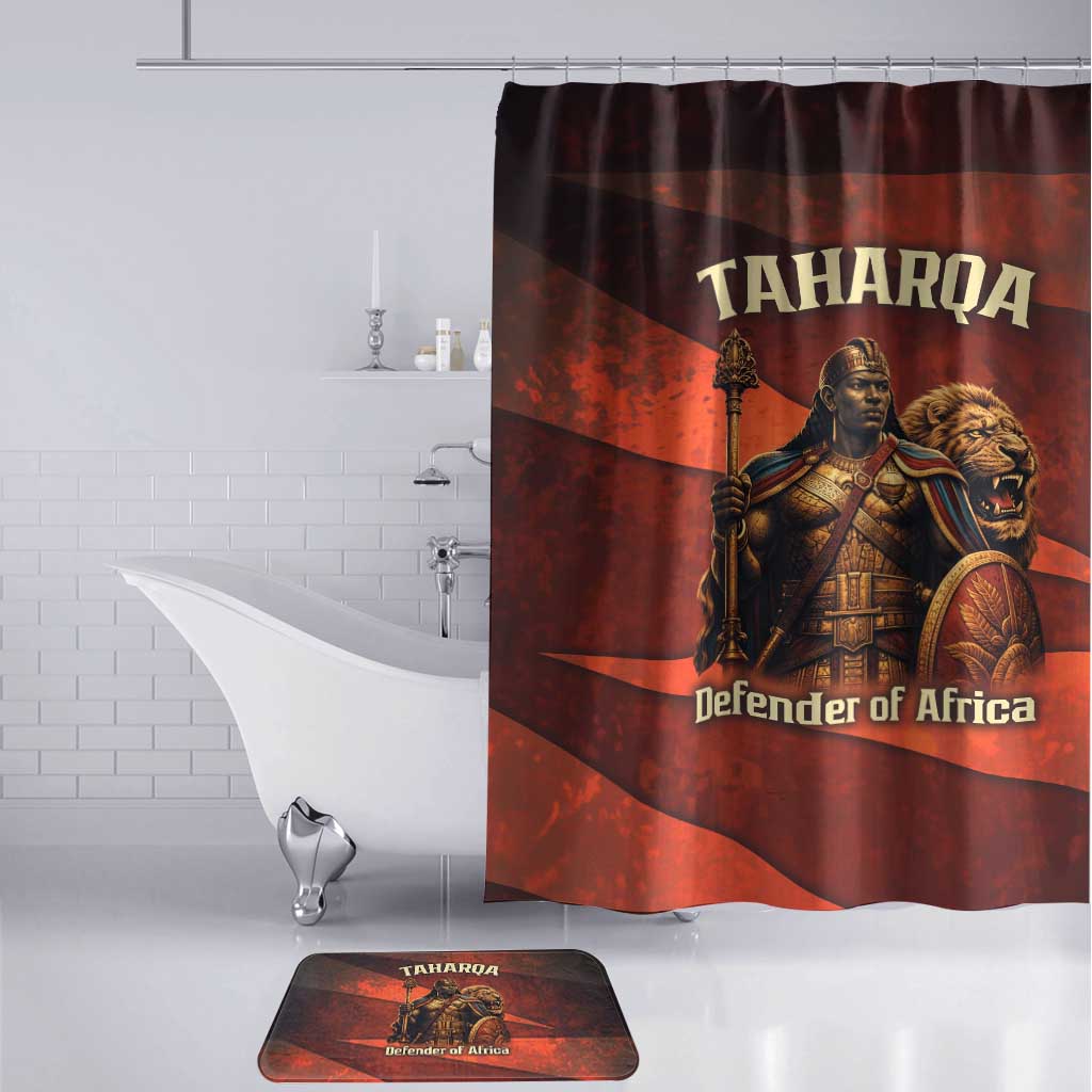 Taharqa Bathroom Set with Warrior Portrait, Lion of Kush Title and Bold Red Defender of Africa - Wonder Print Shop