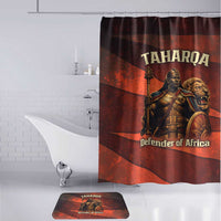 Taharqa Bathroom Set with Warrior Portrait, Lion of Kush Title and Bold Red Defender of Africa - Wonder Print Shop