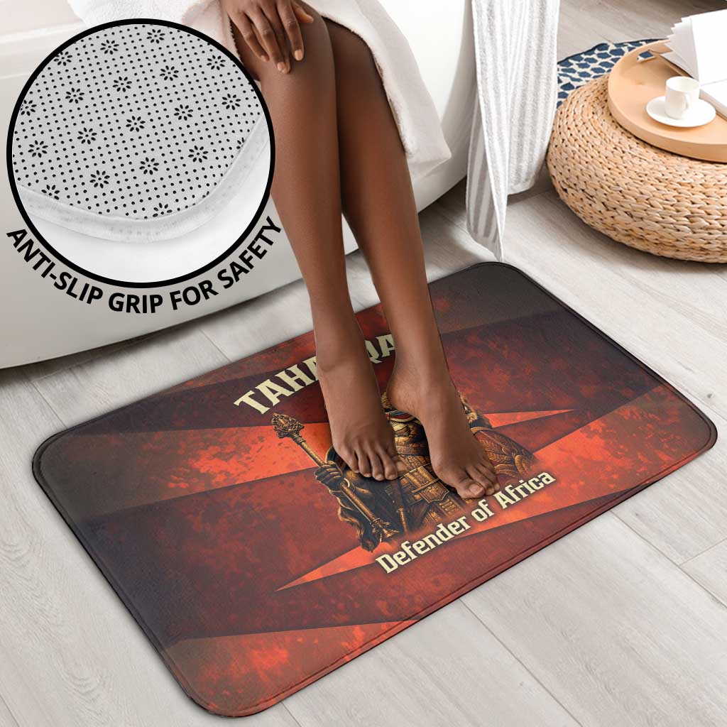 Taharqa Bathroom Set with Warrior Portrait, Lion of Kush Title and Bold Red Defender of Africa - Wonder Print Shop