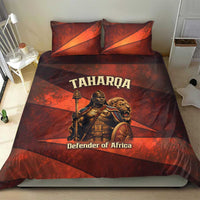 Taharqa Bedding Set with Warrior Portrait, Lion of Kush Title and Bold Red Defender of Africa - Wonder Print Shop