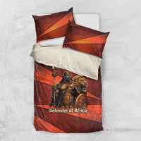 Taharqa Bedding Set with Warrior Portrait, Lion of Kush Title and Bold Red Defender of Africa - Wonder Print Shop