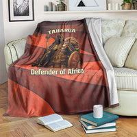 Taharqa Blanket with Warrior Portrait, Lion of Kush Title and Bold Red Defender of Africa - Wonder Print Shop