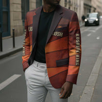Taharqa Blazer with Warrior Portrait, Lion of Kush Title and Bold Red Defender of Africa - Wonder Print Shop
