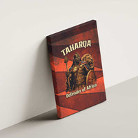 Taharqa Canvas Wall Art with Warrior Portrait, Lion of Kush Title and Bold Red Defender of Africa - Wonder Print Shop