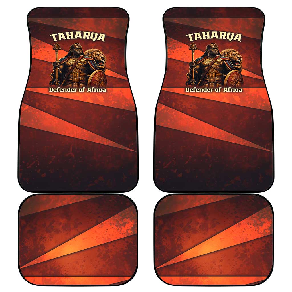 Taharqa Car Mats with Warrior Portrait, Lion of Kush Title and Bold Red Defender of Africa - Wonder Print Shop