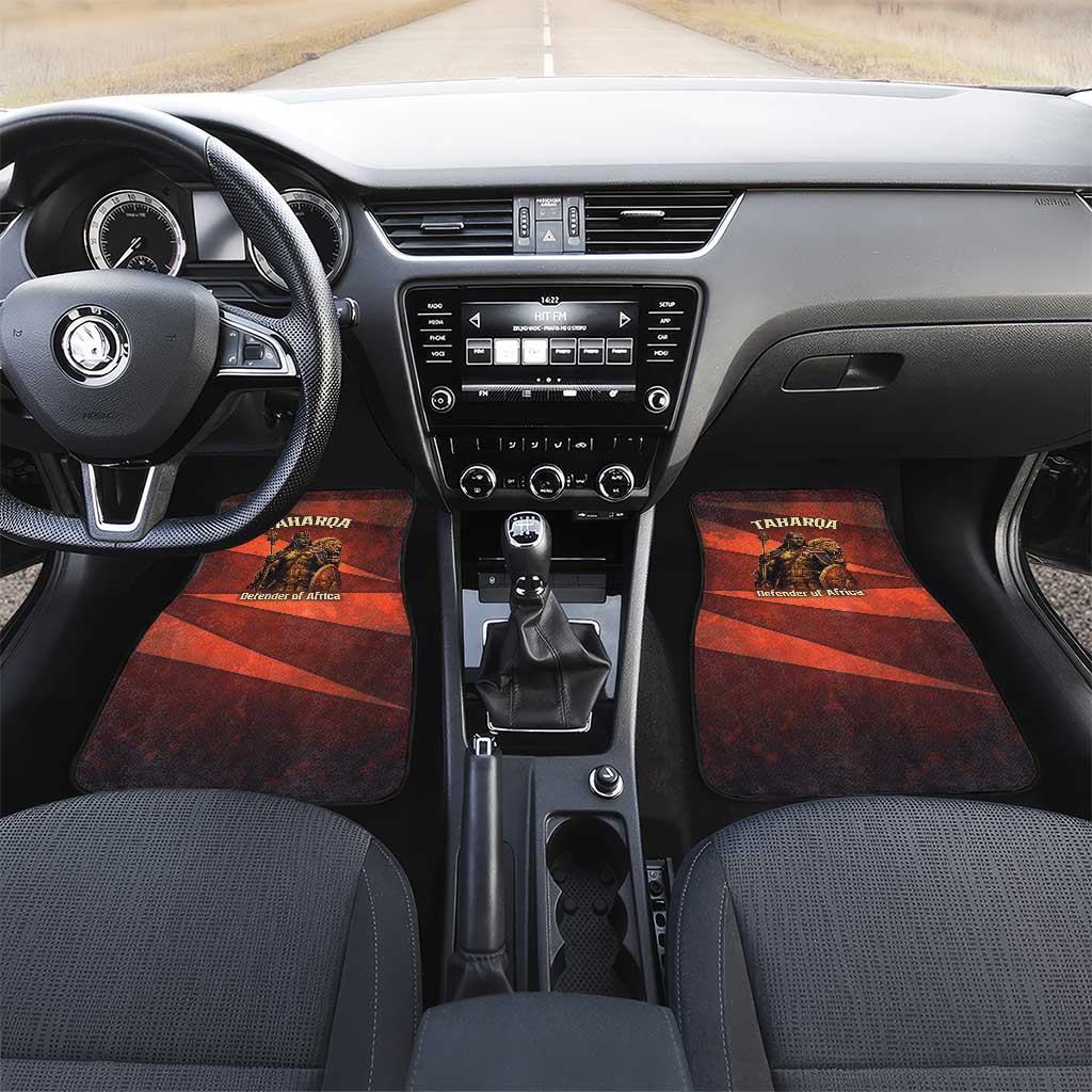 Taharqa Car Mats with Warrior Portrait, Lion of Kush Title and Bold Red Defender of Africa - Wonder Print Shop