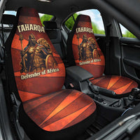 Taharqa Car Seat Cover with Warrior Portrait, Lion of Kush Title and Bold Red Defender of Africa - Wonder Print Shop