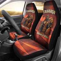 Taharqa Car Seat Cover with Warrior Portrait, Lion of Kush Title and Bold Red Defender of Africa - Wonder Print Shop