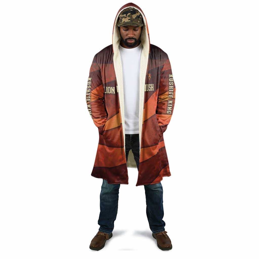 Taharqa Cloak with Warrior Portrait, Lion of Kush Title and Bold Red Defender of Africa - Wonder Print Shop
