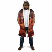 Taharqa Cloak with Warrior Portrait, Lion of Kush Title and Bold Red Defender of Africa - Wonder Print Shop