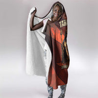 Taharqa Hooded Blanket with Warrior Portrait, Lion of Kush Title and Bold Red Defender of Africa - Wonder Print Shop