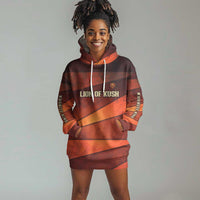 Taharqa Hoodie Dress with Warrior Portrait, Lion of Kush Title and Bold Red Defender of Africa - Wonder Print Shop