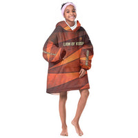 Taharqa Kid Wearable Blanket Hoodie with Warrior Portrait, Lion of Kush Title and Bold Red Defender of Africa - Wonder Print Shop