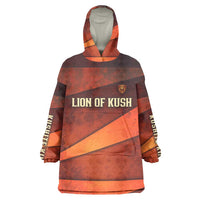 Taharqa Kid Wearable Blanket Hoodie with Warrior Portrait, Lion of Kush Title and Bold Red Defender of Africa - Wonder Print Shop
