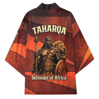 Taharqa Kimono with Warrior Portrait, Lion of Kush Title and Bold Red Defender of Africa - Wonder Print Shop