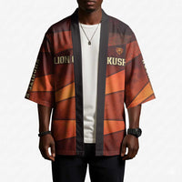 Taharqa Kimono with Warrior Portrait, Lion of Kush Title and Bold Red Defender of Africa - Wonder Print Shop