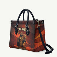 Taharqa Leather Bag with Warrior Portrait, Lion of Kush Title and Bold Red Defender of Africa - Wonder Print Shop