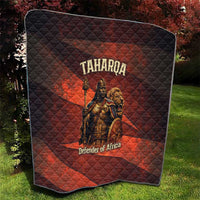 Taharqa Quilt with Warrior Portrait, Lion of Kush Title and Bold Red Defender of Africa - Wonder Print Shop