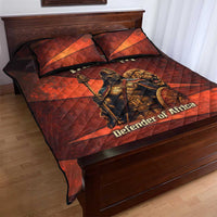 Taharqa Quilt Bed Set with Warrior Portrait, Lion of Kush Title and Bold Red Defender of Africa - Wonder Print Shop