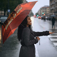 Taharqa Umbrella with Warrior Portrait, Lion of Kush Title and Bold Red Defender of Africa - Wonder Print Shop