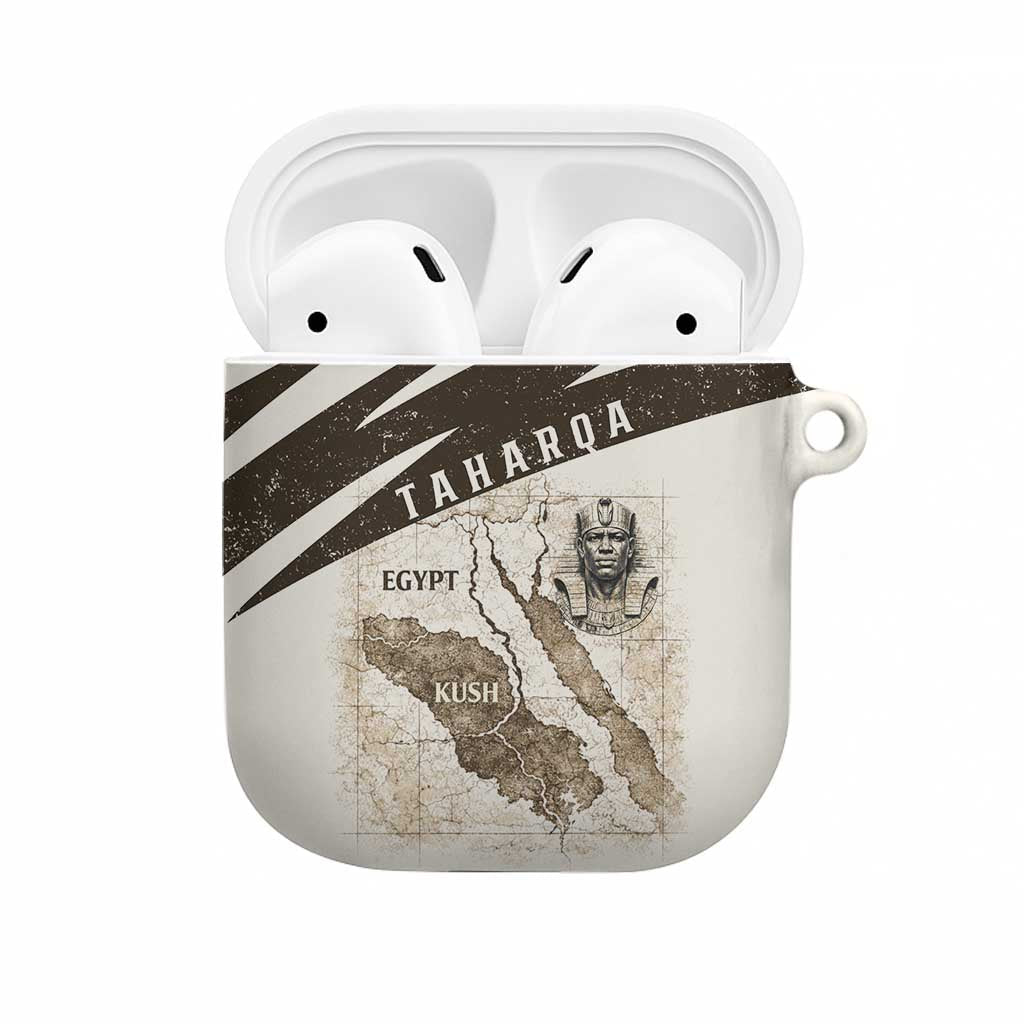 Taharqa AirPods Case with Ancient Map Illustration, King of Two Lands Title and Kush Egypt Temple - Wonder Print Shop