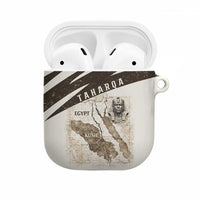Taharqa AirPods Case with Ancient Map Illustration, King of Two Lands Title and Kush Egypt Temple - Wonder Print Shop