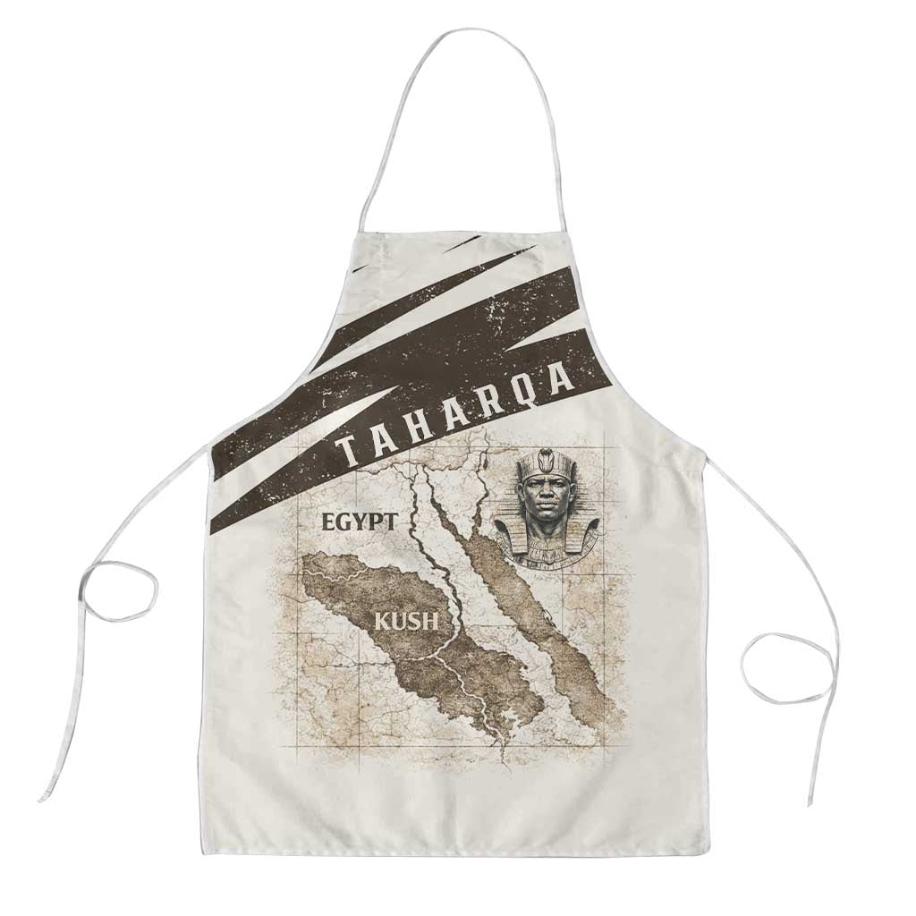 Taharqa Apron with Ancient Map Illustration, King of Two Lands Title and Kush Egypt Temple - Wonder Print Shop