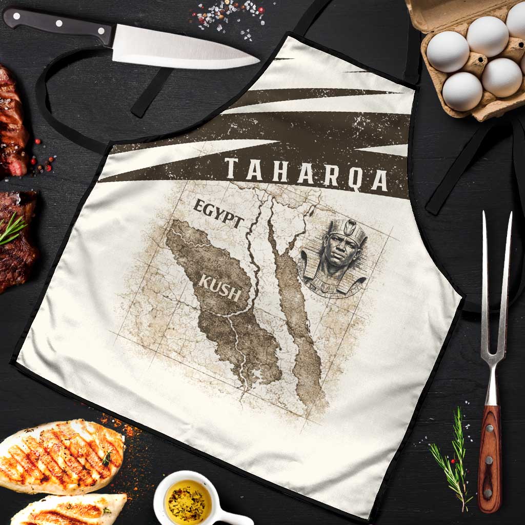Taharqa Apron with Ancient Map Illustration, King of Two Lands Title and Kush Egypt Temple - Wonder Print Shop