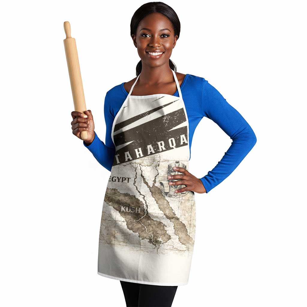 Taharqa Apron with Ancient Map Illustration, King of Two Lands Title and Kush Egypt Temple - Wonder Print Shop