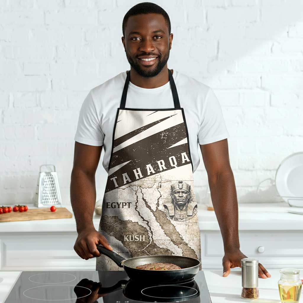 Taharqa Apron with Ancient Map Illustration, King of Two Lands Title and Kush Egypt Temple - Wonder Print Shop