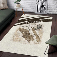 Taharqa Area Rug with Ancient Map Illustration, King of Two Lands Title and Kush Egypt Temple - Wonder Print Shop