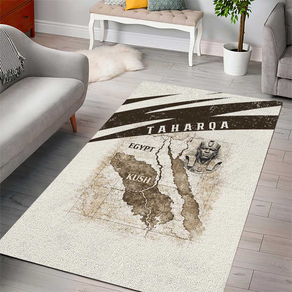 Taharqa Area Rug with Ancient Map Illustration, King of Two Lands Title and Kush Egypt Temple - Wonder Print Shop