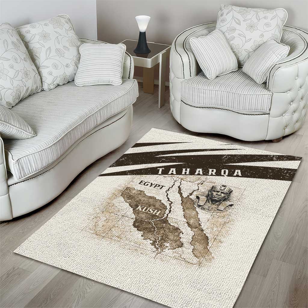 Taharqa Area Rug with Ancient Map Illustration, King of Two Lands Title and Kush Egypt Temple - Wonder Print Shop