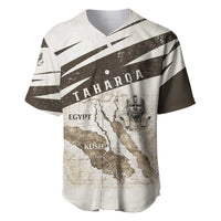 Taharqa Baseball Jersey with Ancient Map Illustration, King of Two Lands Title and Kush Egypt Temple - Wonder Print Shop