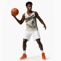 Taharqa Basketball Jersey with Ancient Map Illustration, King of Two Lands Title and Kush Egypt Temple - Wonder Print Shop