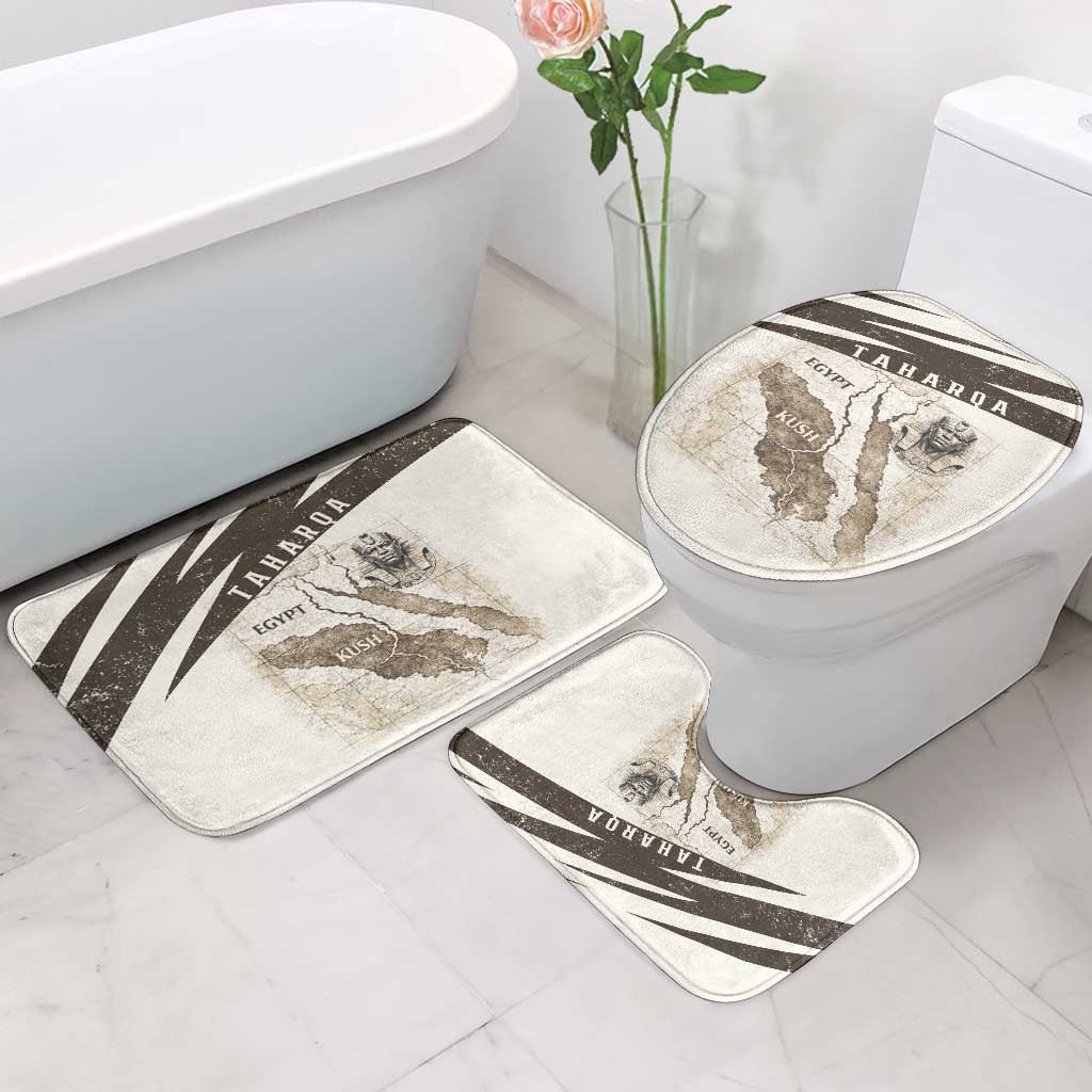 Taharqa Bathroom Set with Ancient Map Illustration, King of Two Lands Title and Kush Egypt Temple - Wonder Print Shop