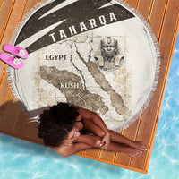 Taharqa Beach Blanket with Ancient Map Illustration, King of Two Lands Title and Kush Egypt Temple - Wonder Print Shop