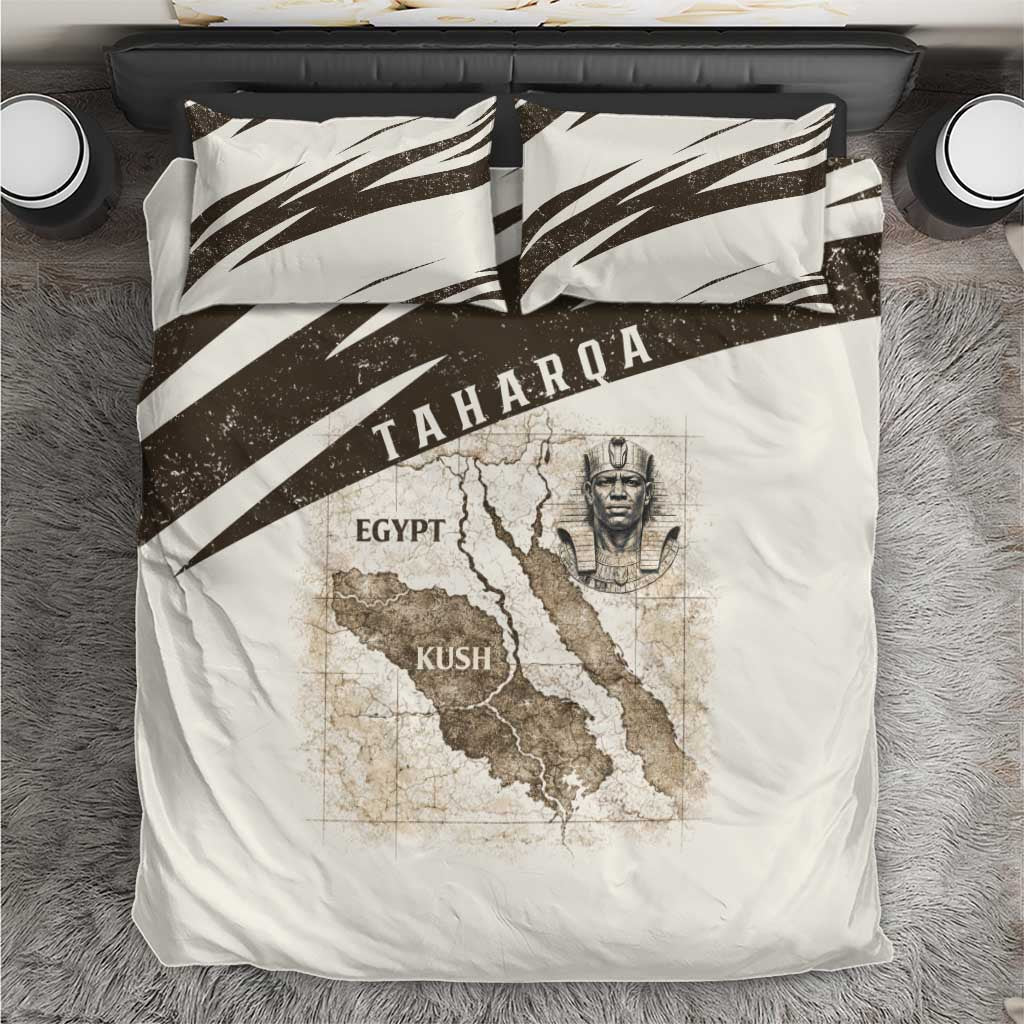 Taharqa Bedding Set with Ancient Map Illustration, King of Two Lands Title and Kush Egypt Temple - Wonder Print Shop