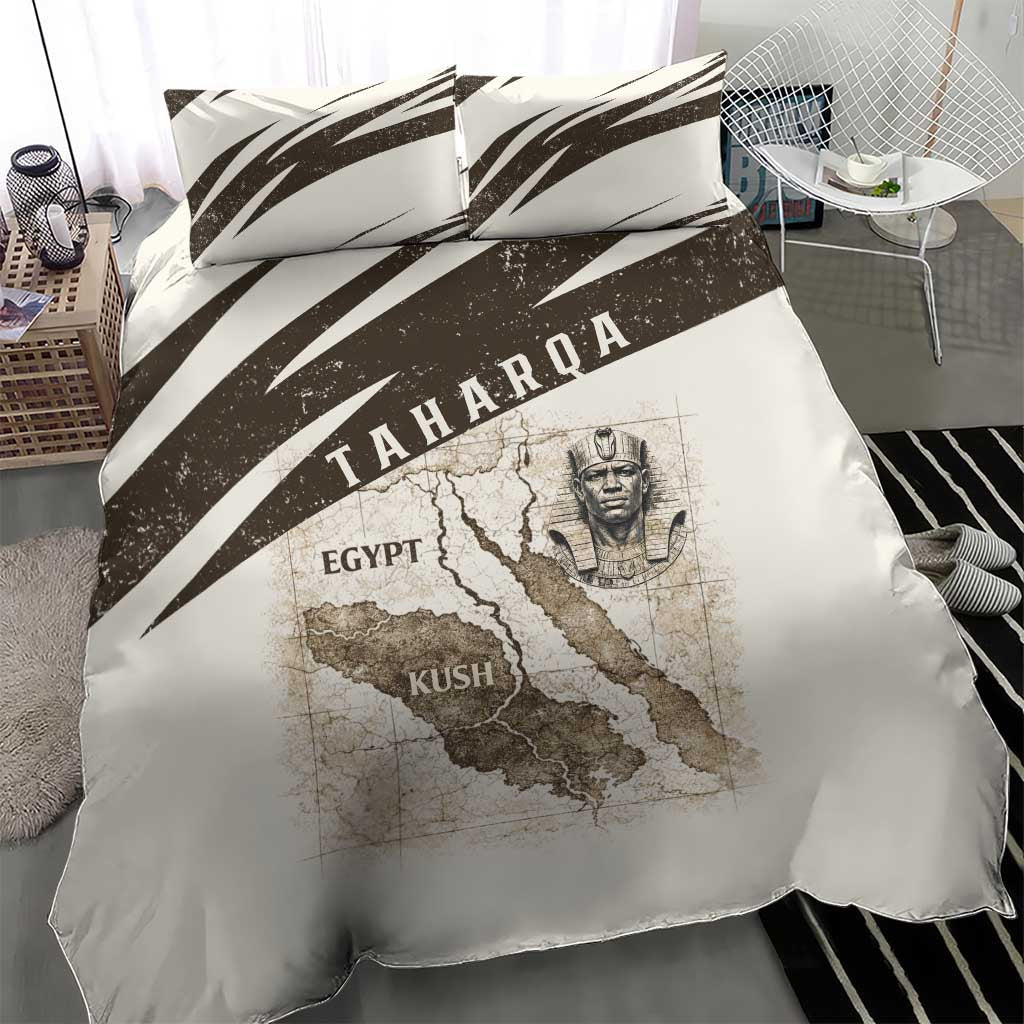 Taharqa Bedding Set with Ancient Map Illustration, King of Two Lands Title and Kush Egypt Temple - Wonder Print Shop