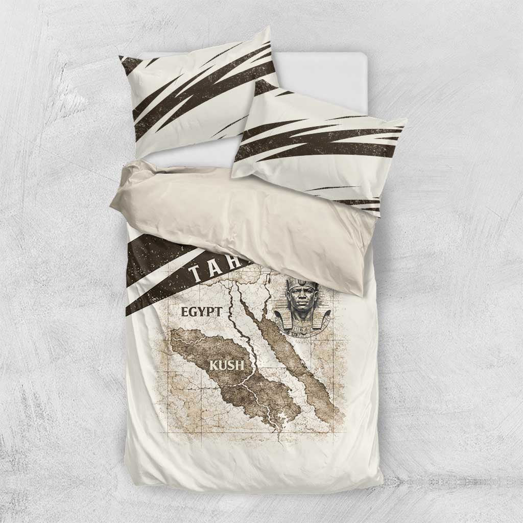 Taharqa Bedding Set with Ancient Map Illustration, King of Two Lands Title and Kush Egypt Temple - Wonder Print Shop