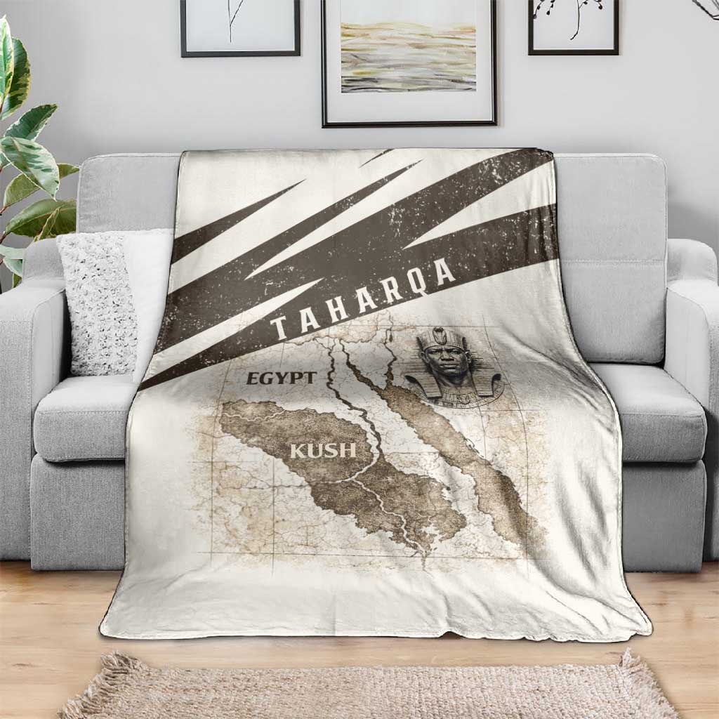 Taharqa Blanket with Ancient Map Illustration, King of Two Lands Title and Kush Egypt Temple - Wonder Print Shop