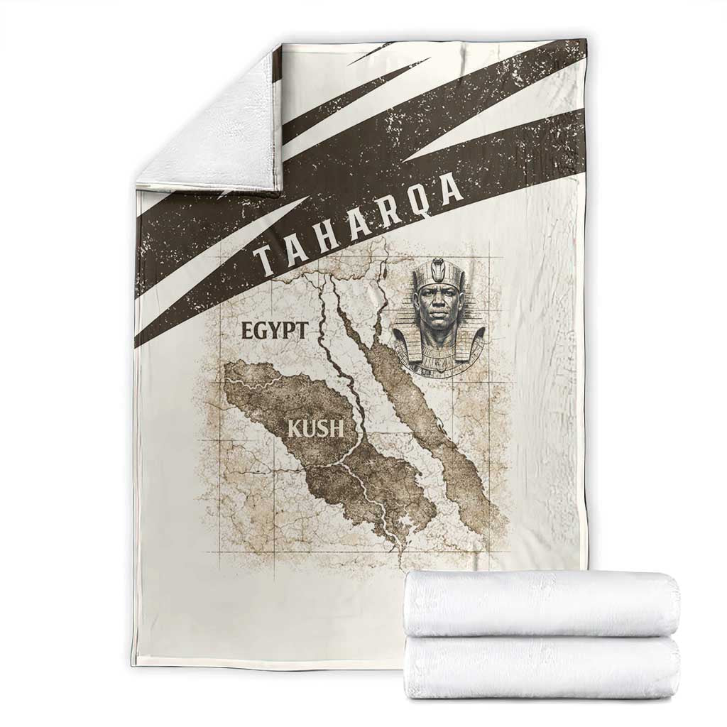 Taharqa Blanket with Ancient Map Illustration, King of Two Lands Title and Kush Egypt Temple - Wonder Print Shop
