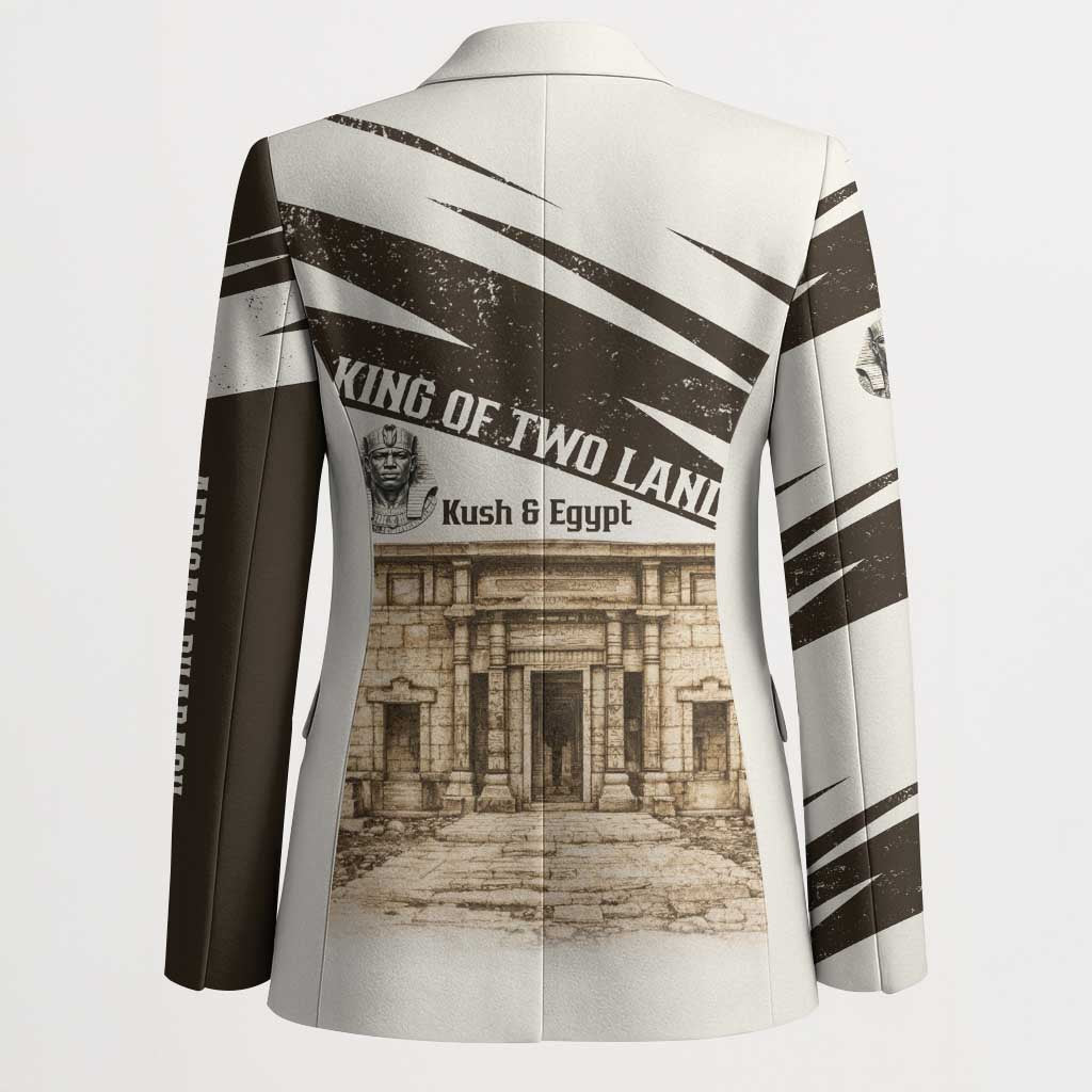 Taharqa Blazer with Ancient Map Illustration, King of Two Lands Title and Kush Egypt Temple - Wonder Print Shop