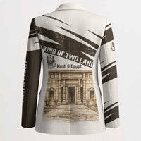 Taharqa Blazer with Ancient Map Illustration, King of Two Lands Title and Kush Egypt Temple - Wonder Print Shop
