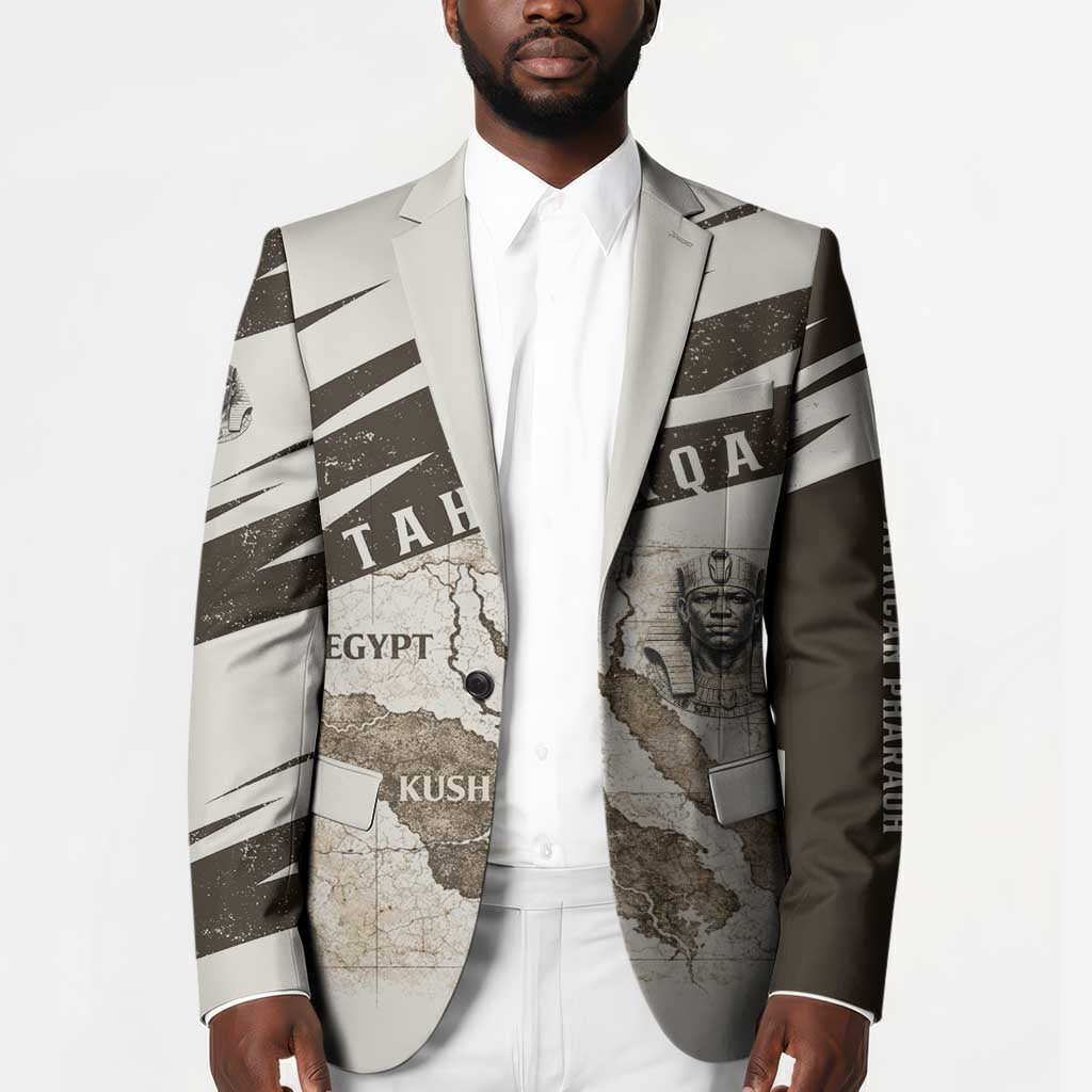Taharqa Blazer with Ancient Map Illustration, King of Two Lands Title and Kush Egypt Temple - Wonder Print Shop