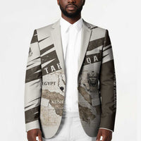Taharqa Blazer with Ancient Map Illustration, King of Two Lands Title and Kush Egypt Temple - Wonder Print Shop